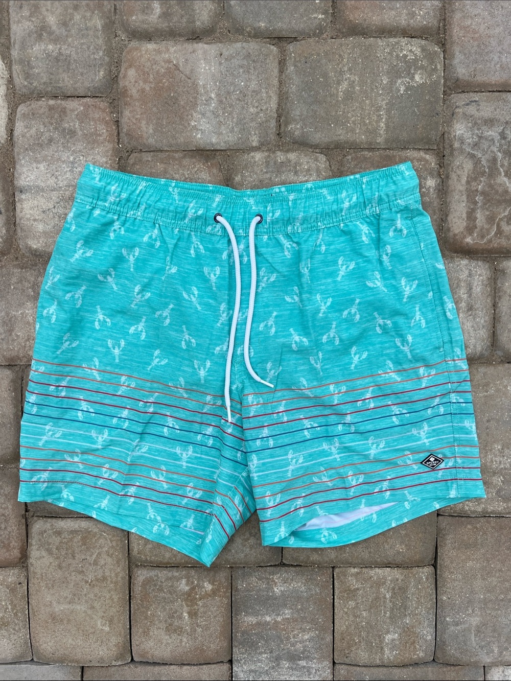 NWT ‼️ Sperry Teal Lobster Print Swim Trunks